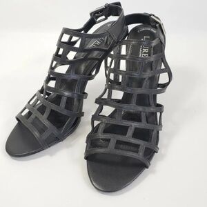Lauren Ralph Lauren Sandra black leather cage high heel shoes